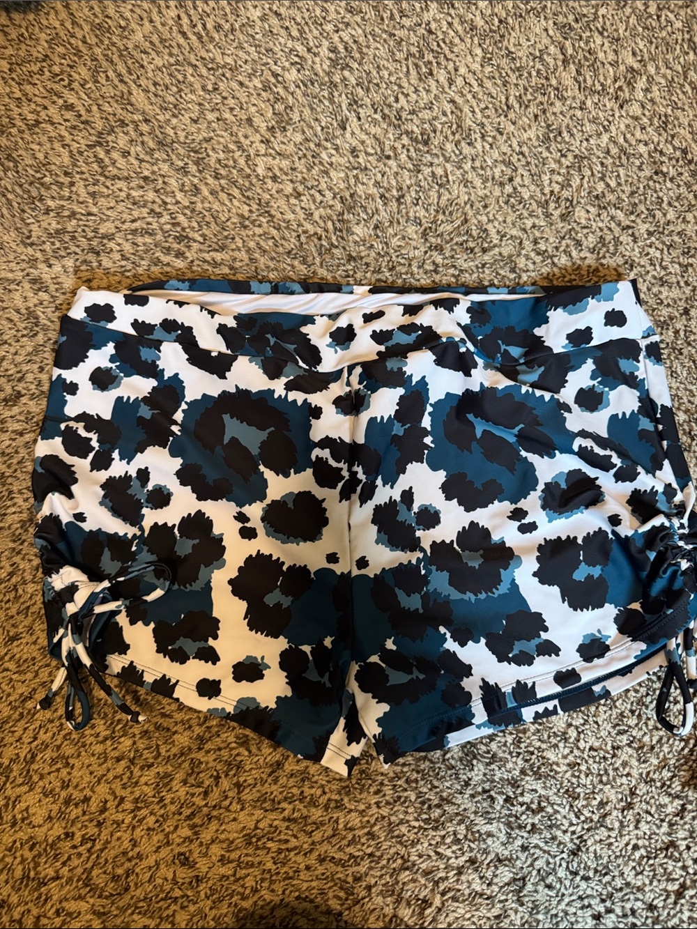 Women’s Black & Teal Animal Print Swim Shorts